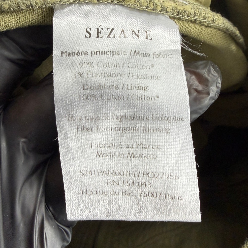 Sezane Herve Trousers Womens 38 US 6 Green Organic Cotton Tapered Utility Pants - Picture 12 of 14